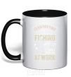 Mug with a colored handle Fishing day black фото