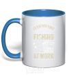 Mug with a colored handle Fishing day royal-blue фото