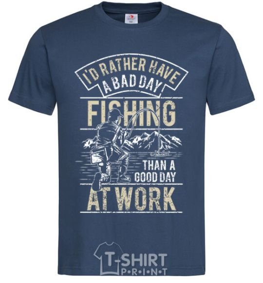 Men's T-Shirt Fishing day navy-blue фото