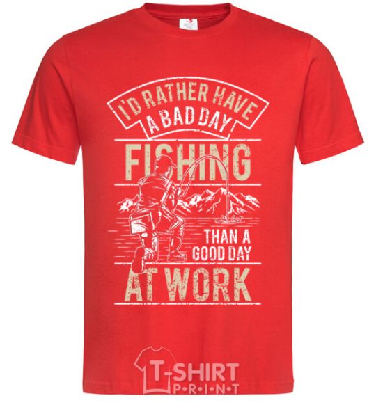 Men's T-Shirt Fishing day red фото