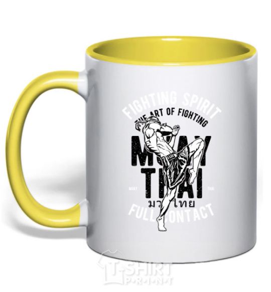 Mug with a colored handle Fighting Spirit yellow фото