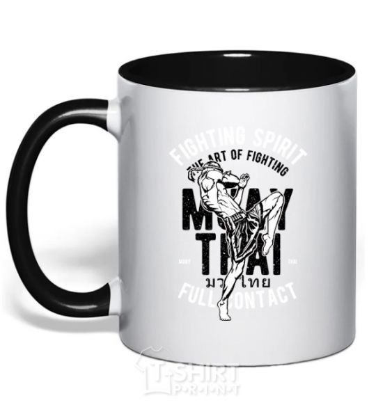 Mug with a colored handle Fighting Spirit black фото