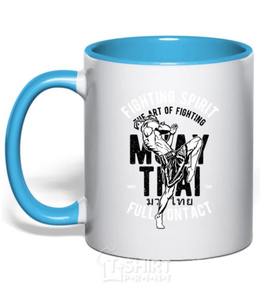 Mug with a colored handle Fighting Spirit sky-blue фото