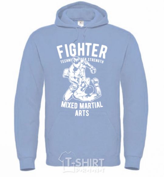 Men`s hoodie Mixed Martial Fighter sky-blue фото