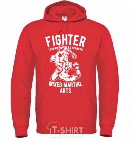 Мужская толстовка (худи) Mixed Martial Fighter Ярко-красный фото