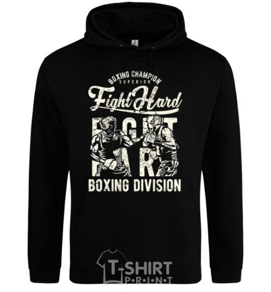 Мужская толстовка (худи) Fight Hard boxing division Черный фото