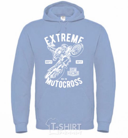 Men`s hoodie Extreme Motocross sky-blue фото