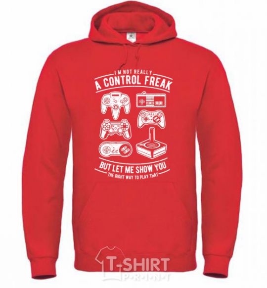 Men`s hoodie A Control Freak bright-red фото