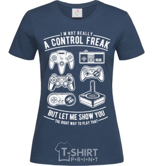 Women's T-shirt A Control Freak navy-blue фото
