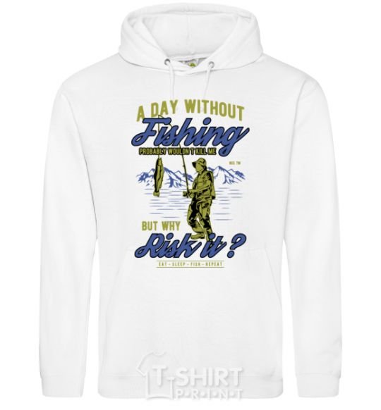 Men`s hoodie A Day Without Fishing White фото