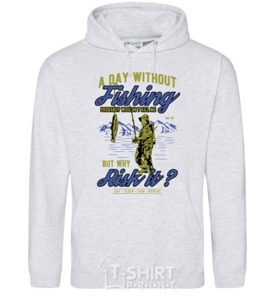 Men`s hoodie A Day Without Fishing sport-grey фото