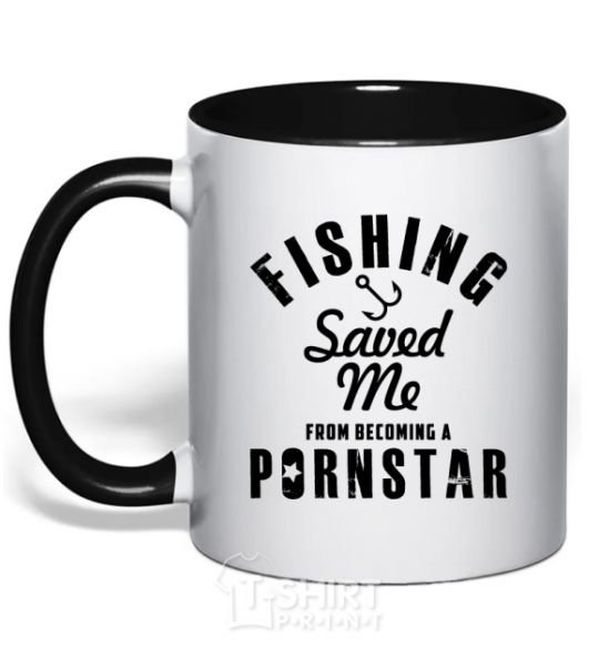 Mug with a colored handle Fishing save me from becoming a pornstar black фото