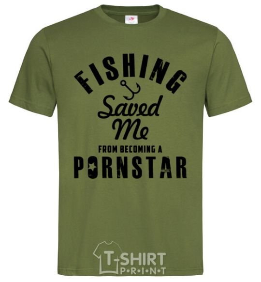 Men's T-Shirt Fishing save me from becoming a pornstar millennial-khaki фото