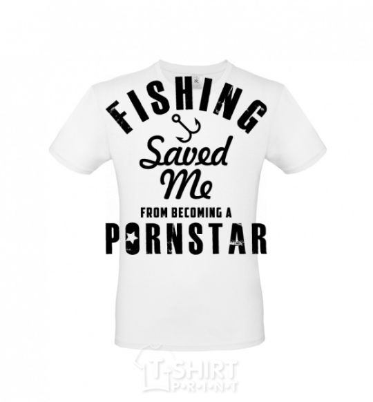 Men's T-Shirt Fishing save me from becoming a pornstar White фото