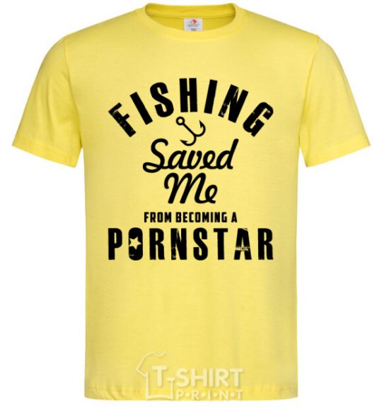 Men's T-Shirt Fishing save me from becoming a pornstar cornsilk фото