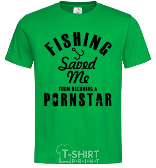 Men's T-Shirt Fishing save me from becoming a pornstar kelly-green фото