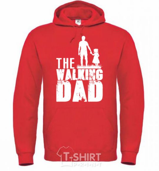 Men`s hoodie The walking dad bright-red фото