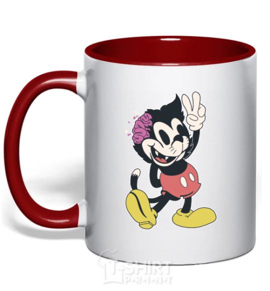 Mug with a colored handle Drop Dead kitty red фото