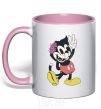 Mug with a colored handle Drop Dead kitty light-pink фото