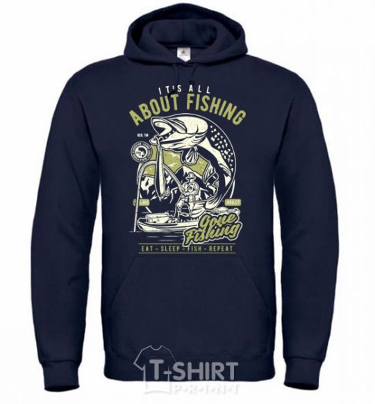 Men`s hoodie All About Fishing navy-blue фото