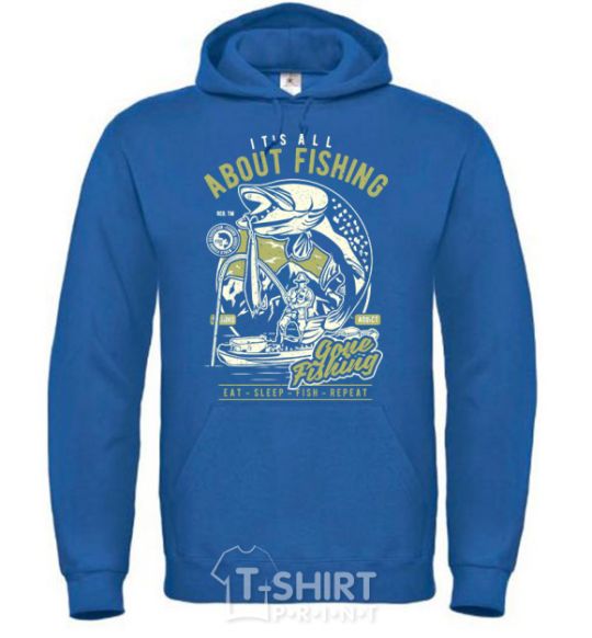 Men`s hoodie All About Fishing royal фото