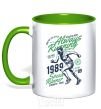 Mug with a colored handle Always Running kelly-green фото