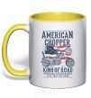 Mug with a colored handle American Chopper yellow фото