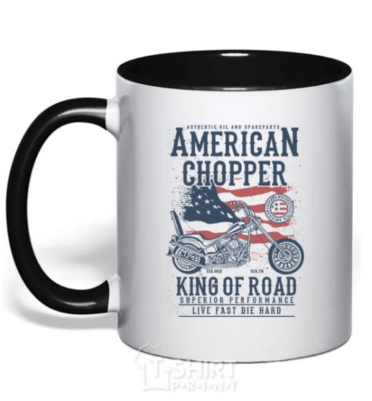Mug with a colored handle American Chopper black фото