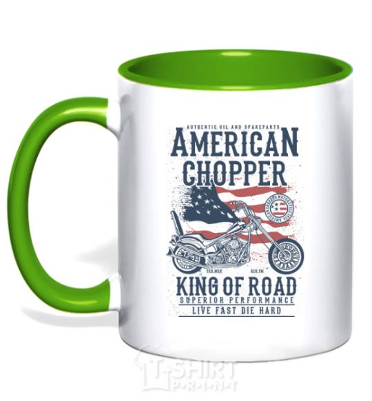 Mug with a colored handle American Chopper kelly-green фото