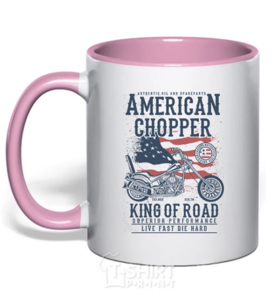 Mug with a colored handle American Chopper light-pink фото
