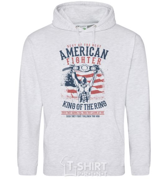 Men`s hoodie American Fighter sport-grey фото
