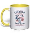 Mug with a colored handle American Fighter yellow фото