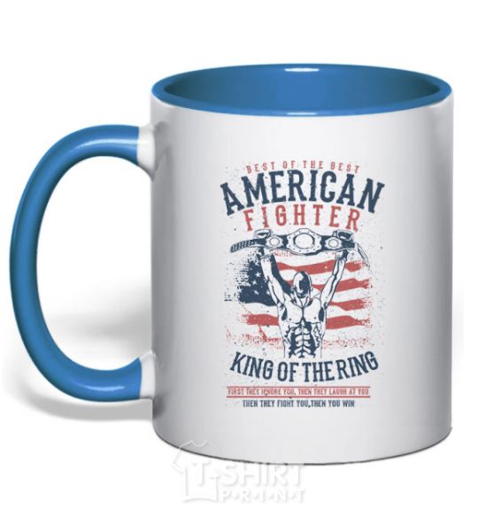 Чашка с цветной ручкой American Fighter Ярко-синий фото