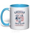 Mug with a colored handle American Fighter sky-blue фото