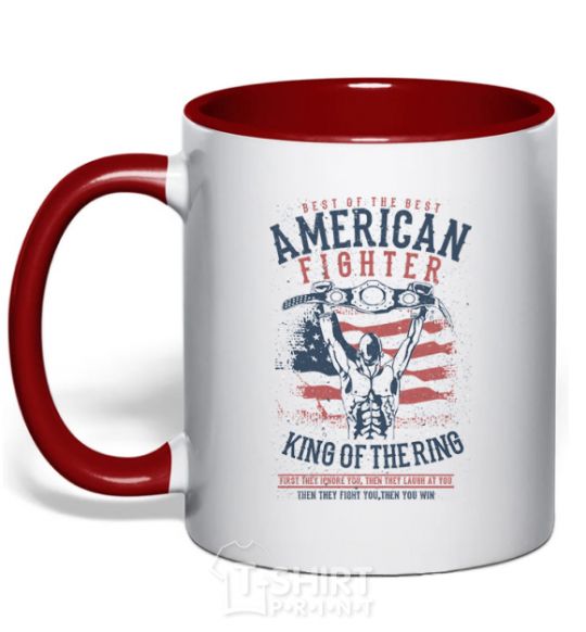 Mug with a colored handle American Fighter red фото