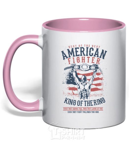 Чашка с цветной ручкой American Fighter Нежно розовый фото