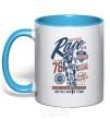 Mug with a colored handle Bicycle Race sky-blue фото