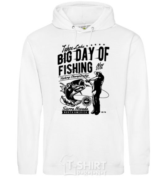 Men`s hoodie Big Day of Fishing White фото