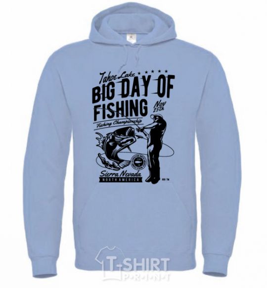 Men`s hoodie Big Day of Fishing sky-blue фото