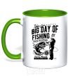 Mug with a colored handle Big Day of Fishing kelly-green фото
