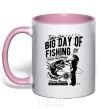 Mug with a colored handle Big Day of Fishing light-pink фото