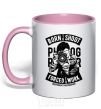 Mug with a colored handle Born To Shoot light-pink фото