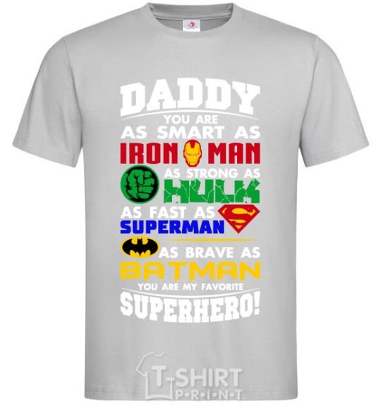 Мужская футболка Daddy superhero Серый фото