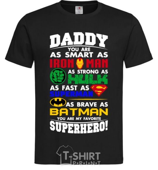 Мужская футболка Daddy superhero Черный фото