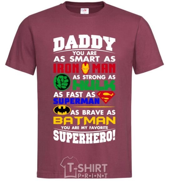 Men's T-Shirt Daddy superhero burgundy фото