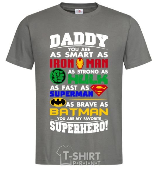 Мужская футболка Daddy superhero Графит фото