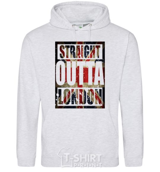 Мужская толстовка (худи) Straight outta London Серый меланж фото