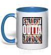 Mug with a colored handle Straight outta London royal-blue фото