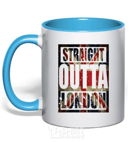 Чашка с цветной ручкой Straight outta London Голубой фото
