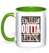 Mug with a colored handle Straight outta London kelly-green фото